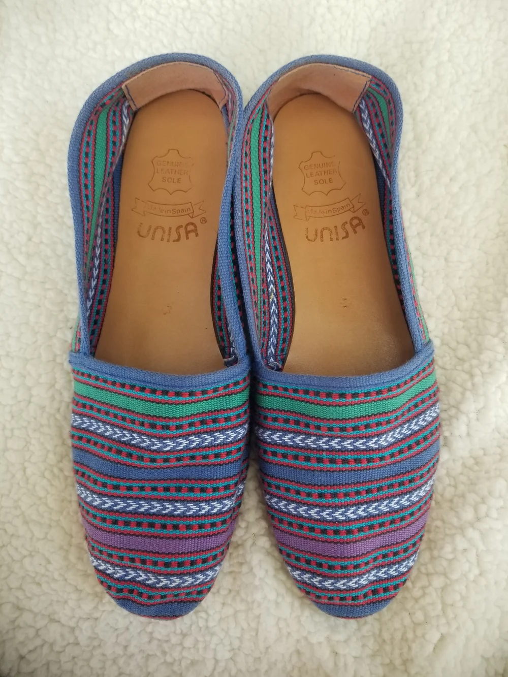 Unisa made in Spain Blue Multistripe Flats